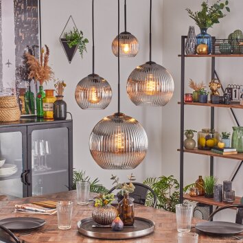 Koyoto Lampa wisząca, Kula świetlna, Lampa wisząca Przezroczysty, Przydymiony, 4-punktowe