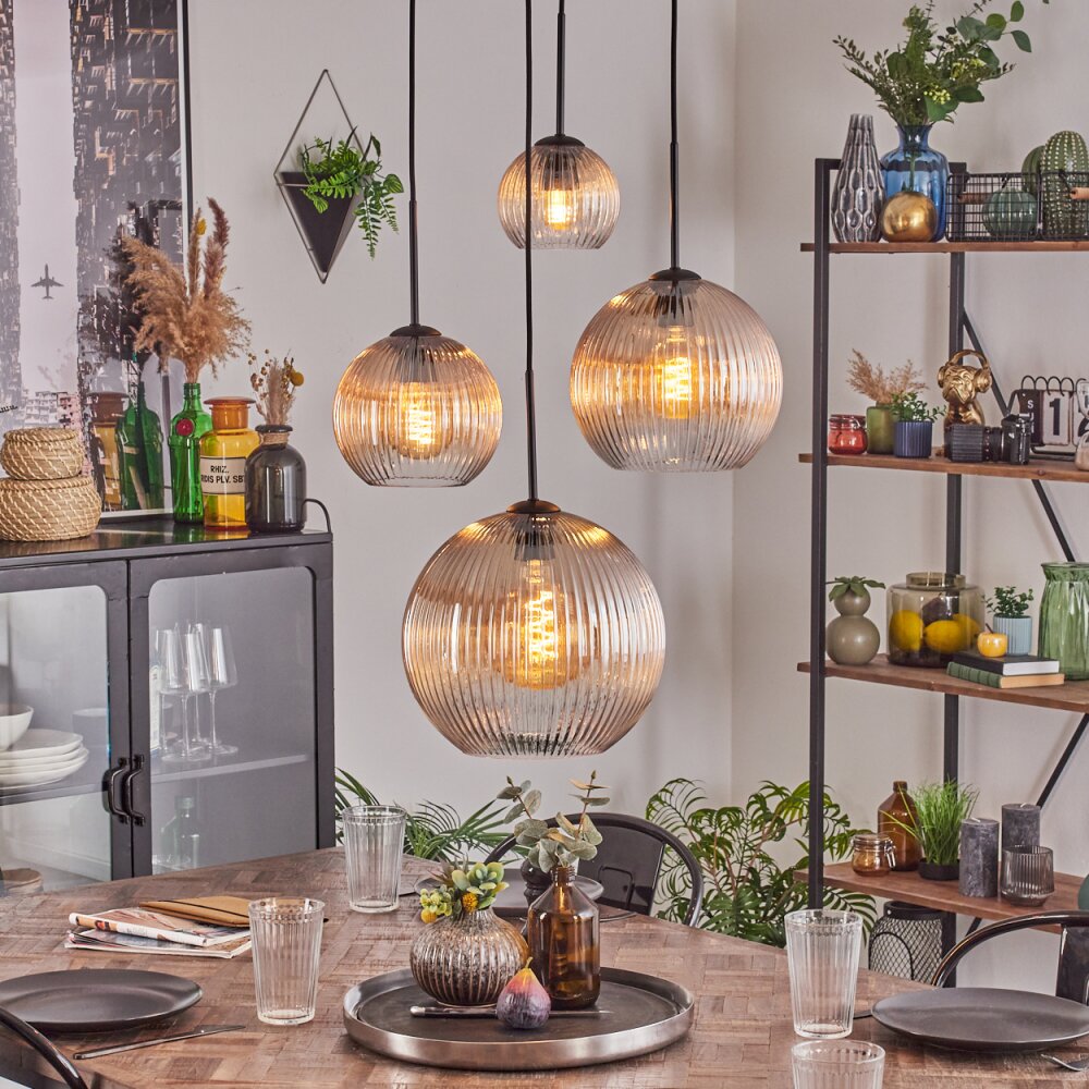 Koyoto Lampa wisząca, Kula świetlna, Lampa wisząca W kolorze bursztynu, Przezroczysty, 4-punktowe main product photo