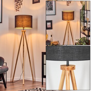Bassagoda lampa stojąca kolory naturalne, czarny, 1-punktowy