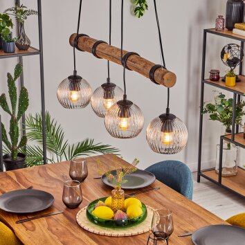 Koyoto lampa wisząca, kula świetlna, lampa wisząca kolory naturalne, czarny, 4-punktowe