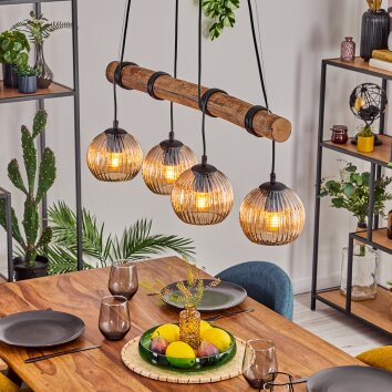 Koyoto lampa wisząca, kula świetlna, lampa wisząca kolory naturalne, czarny, 4-punktowe