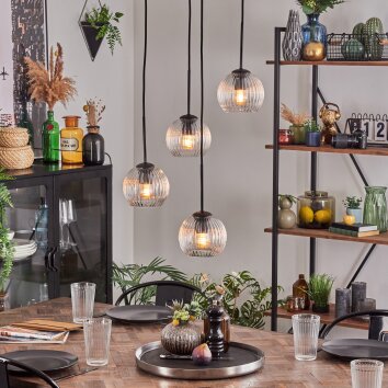 Koyoto Lampa wisząca, Kula świetlna, Lampa wisząca 35 cm Przezroczysty, 4-punktowe