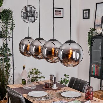 Gastor Lampa wisząca, Kula świetlna, Lampa wisząca Chrom, Przydymiony, 4-punktowe
