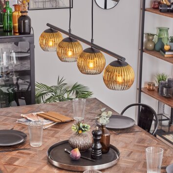 Koyoto Lampa wisząca, Kula świetlna, Lampa wisząca Złoty, Przezroczysty, 4-punktowe