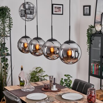 Gastor Lampa wisząca, Kula świetlna, Lampa wisząca Chrom, Przydymiony, 4-punktowe Gastor Lampa wisząca, Kula świetlna, Lampa wisząca Chrom, Przydymiony, 4-punktowe