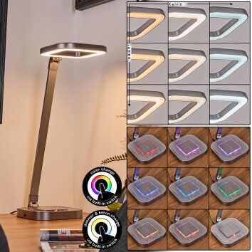 Vringelby lampka biurkowa, lampa stołowa, lampka do czytania LED srebrny, 1-punktowy, Zmieniacz kolorów