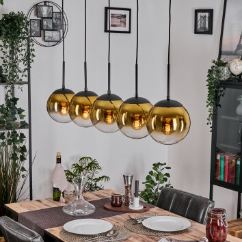 Gastor Lampa wisząca, Kula świetlna, Lampa wisząca Złoty, Przezroczysty, 5-punktowe