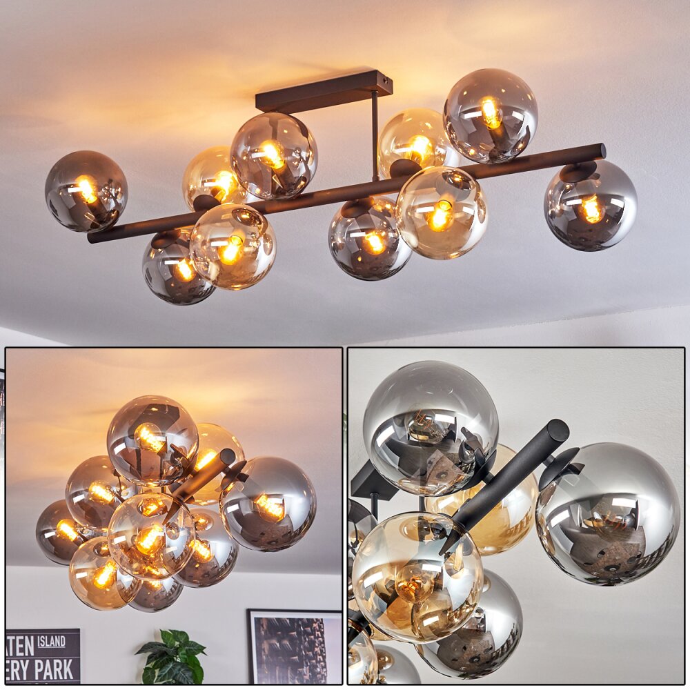 Gastor Lampa sufitowa, Kula świetlna W kolorze bursztynu, Przydymiony, 10-punktowe main product photo