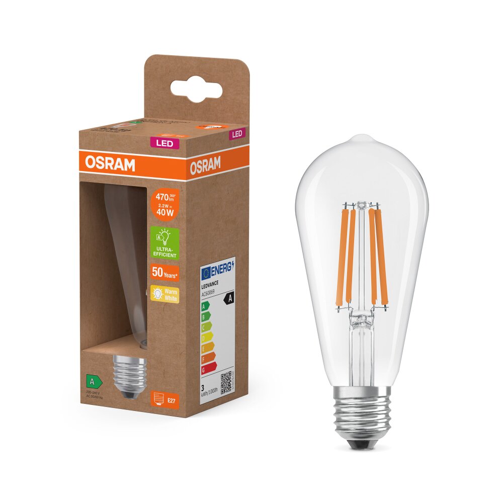 Oświetlenie Osram E27 2.2 Watt ciepły biały 470 Lumen main product photo
