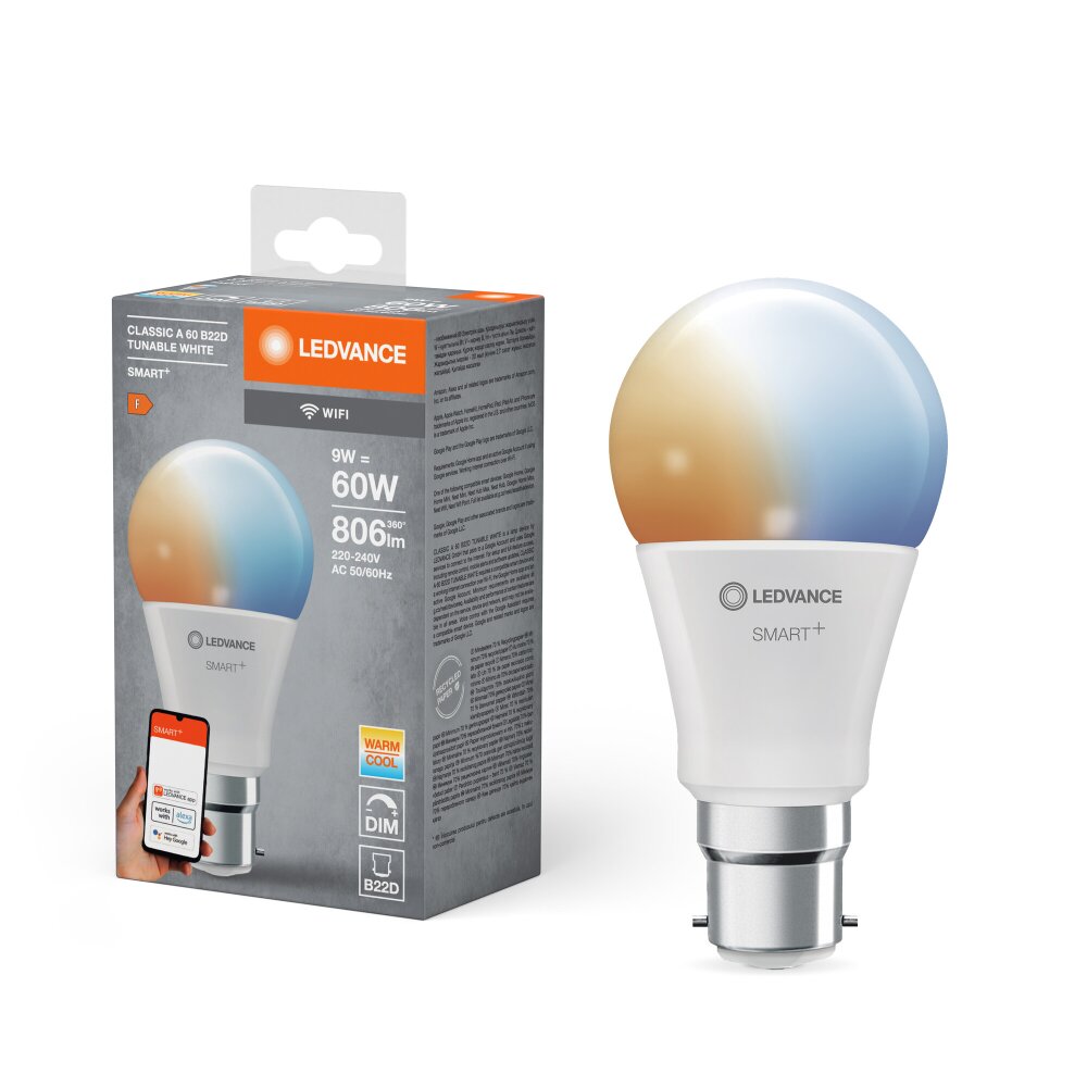 Oświetlenie Ledvance B22d 9 Watt CCT (regulowany) przyciemnione 806 Lumen main product photo