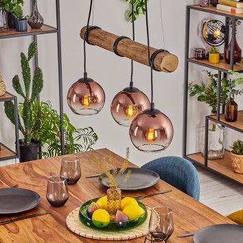 Koyoto lampa wisząca, kula świetlna, lampa wisząca kolory naturalne, czarny, 3-punktowe