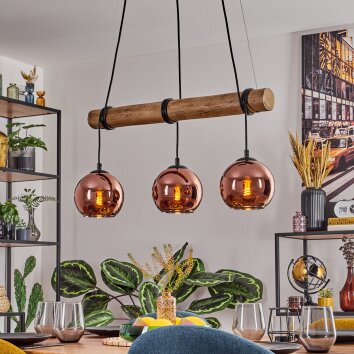 Koyoto lampa wisząca, kula świetlna, lampa wisząca kolory naturalne, czarny, 3-punktowe