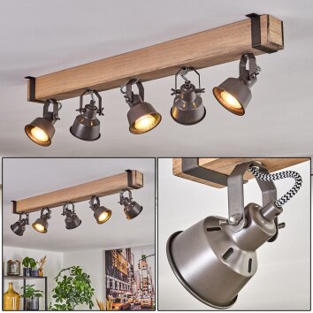 Pehefito lampa sufitowa, spot sufitowy szary, kolory naturalne, 5-punktowe