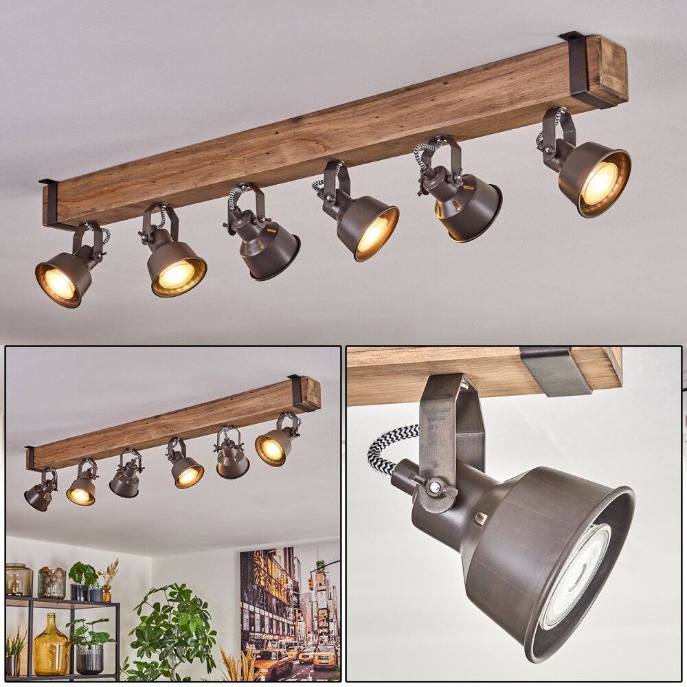 Pehefito Lampa sufitowa, Spot sufitowy Brązowy, Szary, 6-punktowe main product photo