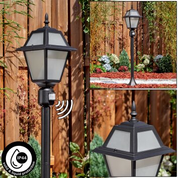 Fornelos oświetlenie zewnętrzne, słupek ogrodowy czarny, 1-punktowy, Czujnik ruchu