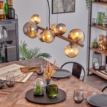 Chehalis lampa wisząca, kula świetlna, lampa wisząca bursztynowy, przydymiony, 10-punktowe