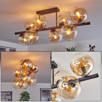 Gastor lampa sufitowa, kula świetlna bursztynowy, przezroczysty, 8-punktowe