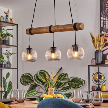 Koyoto lampa wisząca, kula świetlna, lampa wisząca kolory naturalne, czarny, 3-punktowe