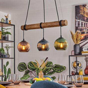 Koyoto lampa wisząca, kula świetlna, lampa wisząca kolory naturalne, czarny, 3-punktowe