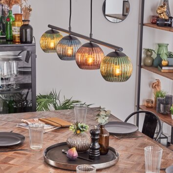 Koyoto Lampa wisząca, Kula świetlna, Lampa wisząca Niebeieski, Zielony, W kolorze miedzi, 4-punktowe