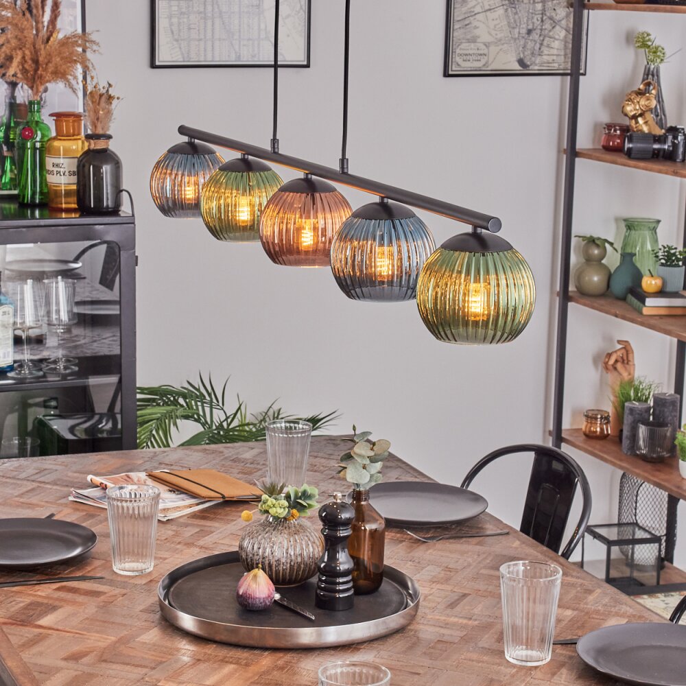 Koyoto Lampa wisząca, Kula świetlna, Lampa wisząca Niebeieski, Zielony, W kolorze miedzi, 5-punktowe main product photo