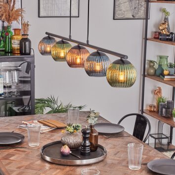 Koyoto Lampa wisząca, Kula świetlna, Lampa wisząca Niebeieski, Zielony, W kolorze miedzi, 5-punktowe