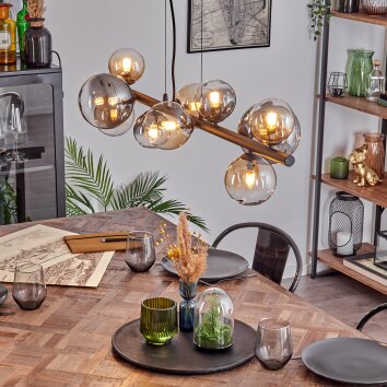 Chehalis lampa wisząca, kula świetlna, lampa wisząca bursztynowy, przezroczysty, przydymiony, 10-punktowe