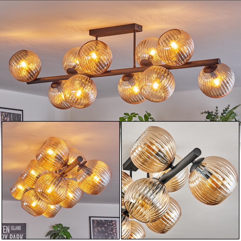 Koyoto Lampa sufitowa, Kula świetlna W kolorze bursztynu, 10-punktowe main product photo
