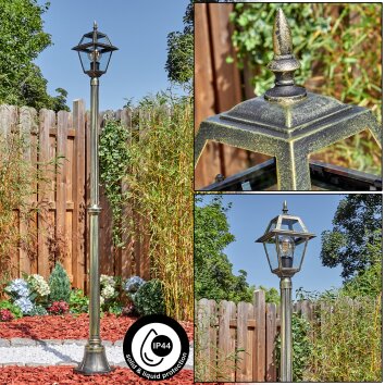 Fornelos oświetlenie zewnętrzne, kandelabr, słupek ogrodowy złoty, czarny, 1-punktowy