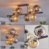 Koyoto lampa sufitowa, kula świetlna bursztynowy, chrom, przydymiony, 8-punktowe