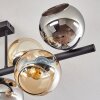 Koyoto lampa sufitowa, kula świetlna bursztynowy, chrom, przydymiony, 8-punktowe