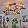 Koyoto lampa sufitowa, kula świetlna bursztynowy, chrom, przydymiony, 8-punktowe