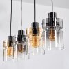 Hasvik lampa wisząca, lampa wisząca bursztynowy, chrom, przezroczysty, przydymiony, 4-punktowe