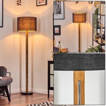 Bassagoda lampa stojąca kolory naturalne, czarny, 1-punktowy