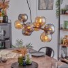 Koyoto lampa wisząca, kula świetlna, lampa wisząca bursztynowy, chrom, przydymiony, 8-punktowe