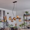 Koyoto lampa wisząca, kula świetlna, lampa wisząca bursztynowy, chrom, przydymiony, 8-punktowe
