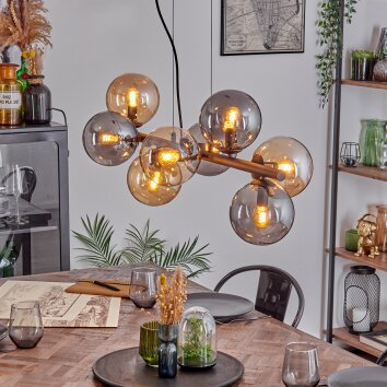 Gastor lampa wisząca, kula świetlna, lampa wisząca bursztynowy, przydymiony, 8-punktowe