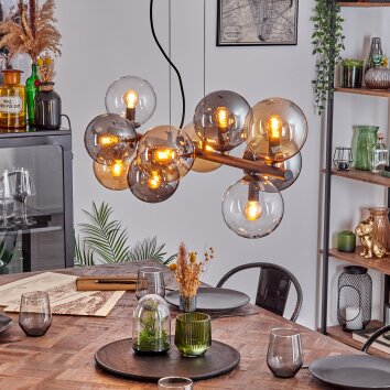 Gastor lampa wisząca, kula świetlna, lampa wisząca bursztynowy, przezroczysty, przydymiony, 10-punktowe