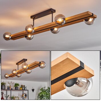 Chehalis lampa sufitowa, kula świetlna kolory naturalne, czarny, 6-punktowe