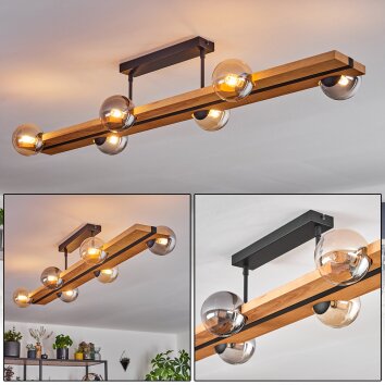 Chehalis lampa sufitowa, kula świetlna kolory naturalne, czarny, 6-punktowe