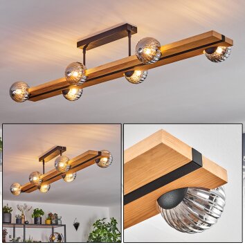 Chehalis lampa sufitowa, kula świetlna kolory naturalne, czarny, 6-punktowe