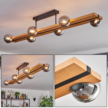 Chehalis lampa sufitowa, kula świetlna kolory naturalne, czarny, 6-punktowe
