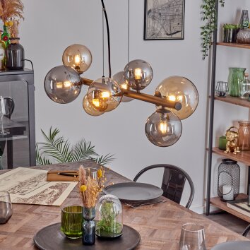 Chehalis Lampa wisząca, Kula świetlna, Lampa wisząca W kolorze bursztynu, Przydymiony, 8-punktowe