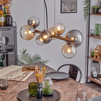 Chehalis lampa wisząca, kula świetlna, lampa wisząca bursztynowy, przezroczysty, przydymiony, 8-punktowe
