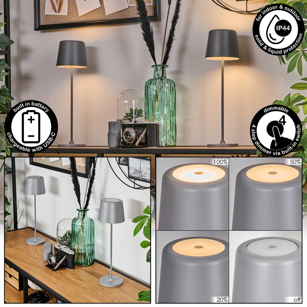Belece Zewnętrzna lampa stołowa, Lampa stołowa LED Szary, 1-punktowy main product photo