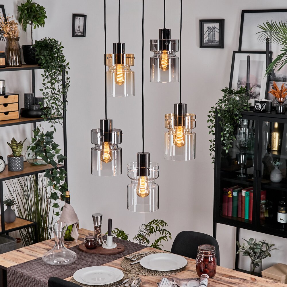 Hasvik Lampa wisząca, Lampa wisząca Chrom, Czarny, 5-punktowe main product photo