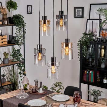 Hasvik lampa wisząca, lampa wisząca chrom, czarny, 5-punktowe