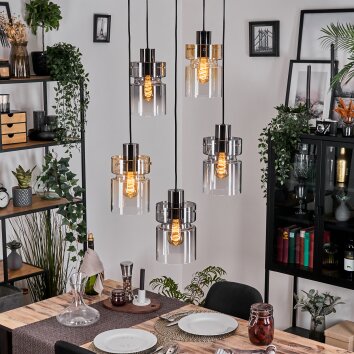 Hasvik lampa wisząca, lampa wisząca chrom, czarny, 5-punktowe