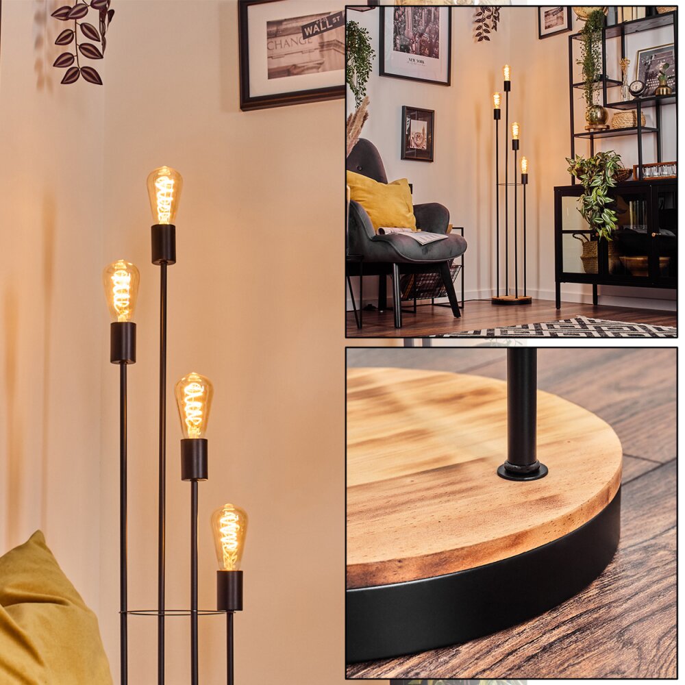 Limmingen Lampa stojąca Ciemne drewno, Czarny, 4-punktowe main product photo