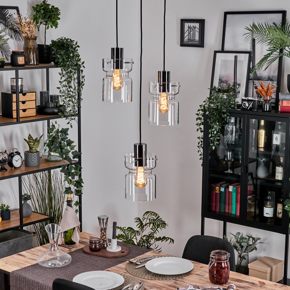 Hasvik Lampa wisząca, Lampa wisząca Chrom, Czarny, 3-punktowe main product photo